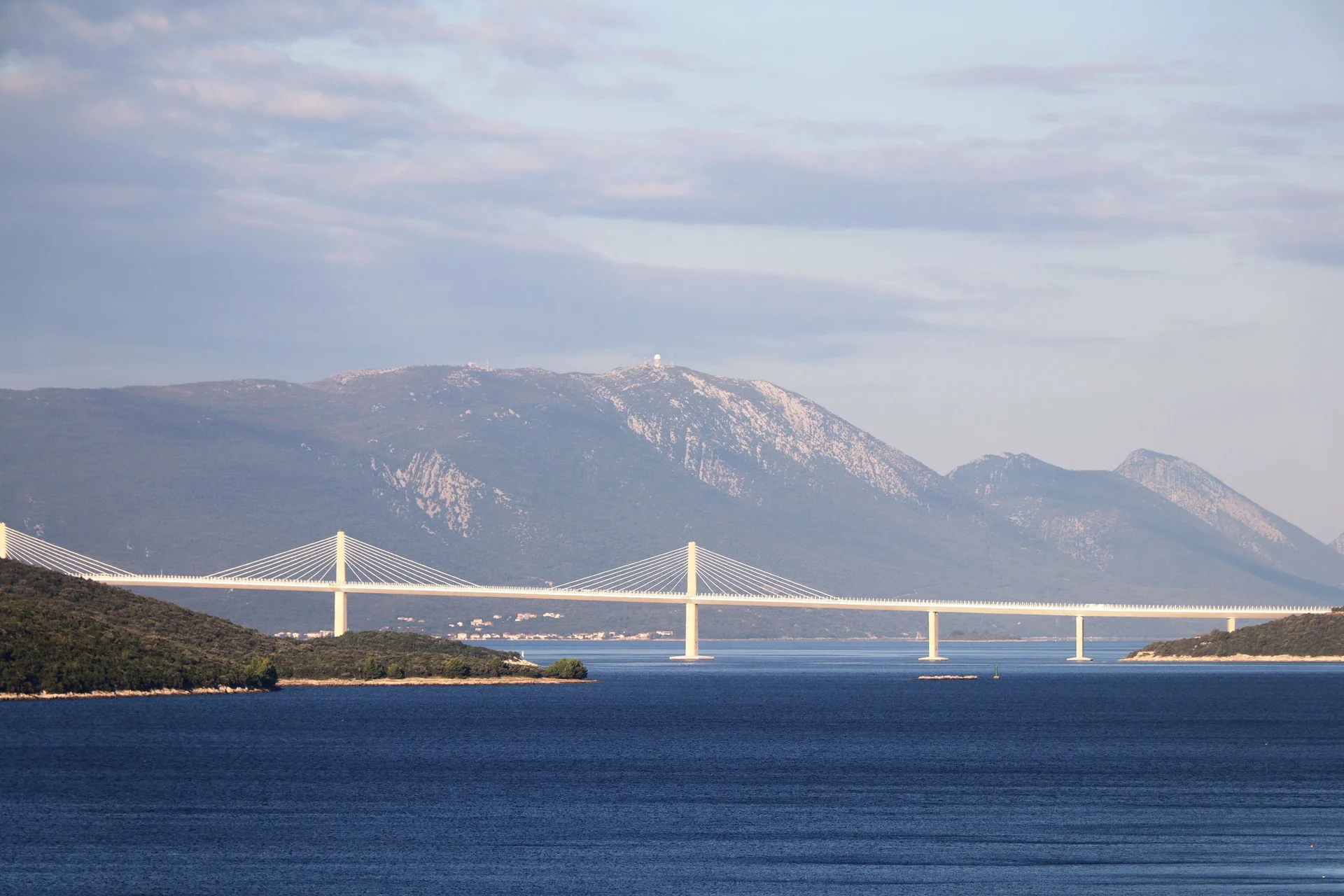 Pelješac bridge on a Croatian road route