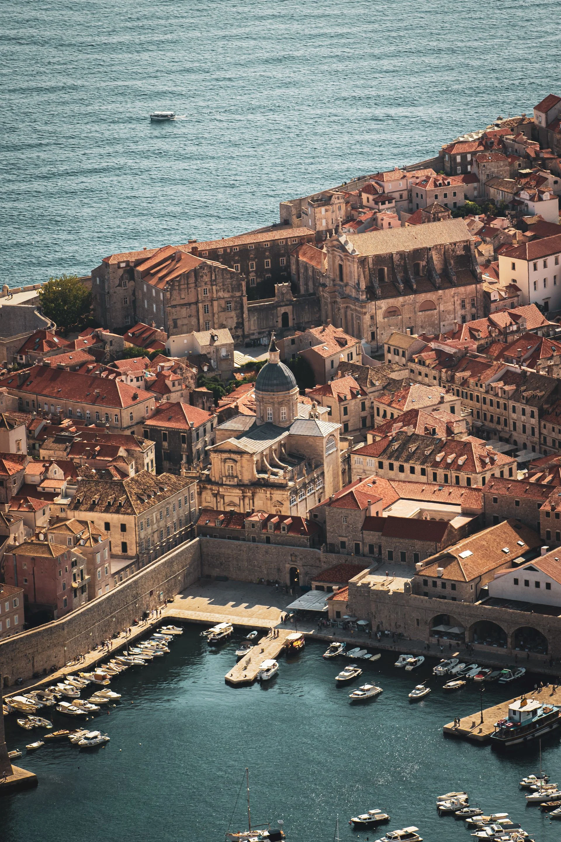 Dubrovnik’s old harbour, boats and historic waterfront
